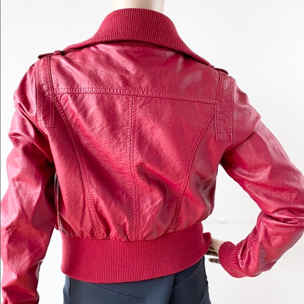 Indigo Saints Mock Turtleneck Faux Leather Jacket - Picture 5 of 10